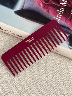 La Bonne Brosse Our Round Styling Hair Brushes|Our Detangling Combs*The Large Detangling Comb in Acetate Cherry Red